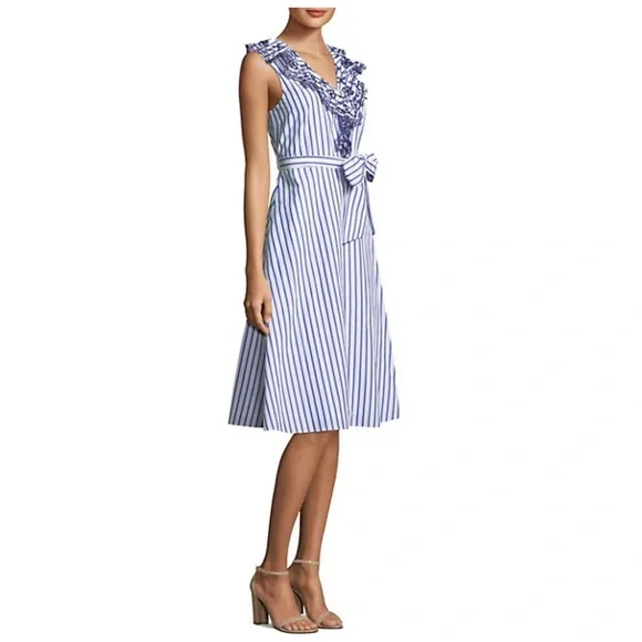 Draper James Stripe Ruffle Eyelet Dress EUC - Picture 2 of 10